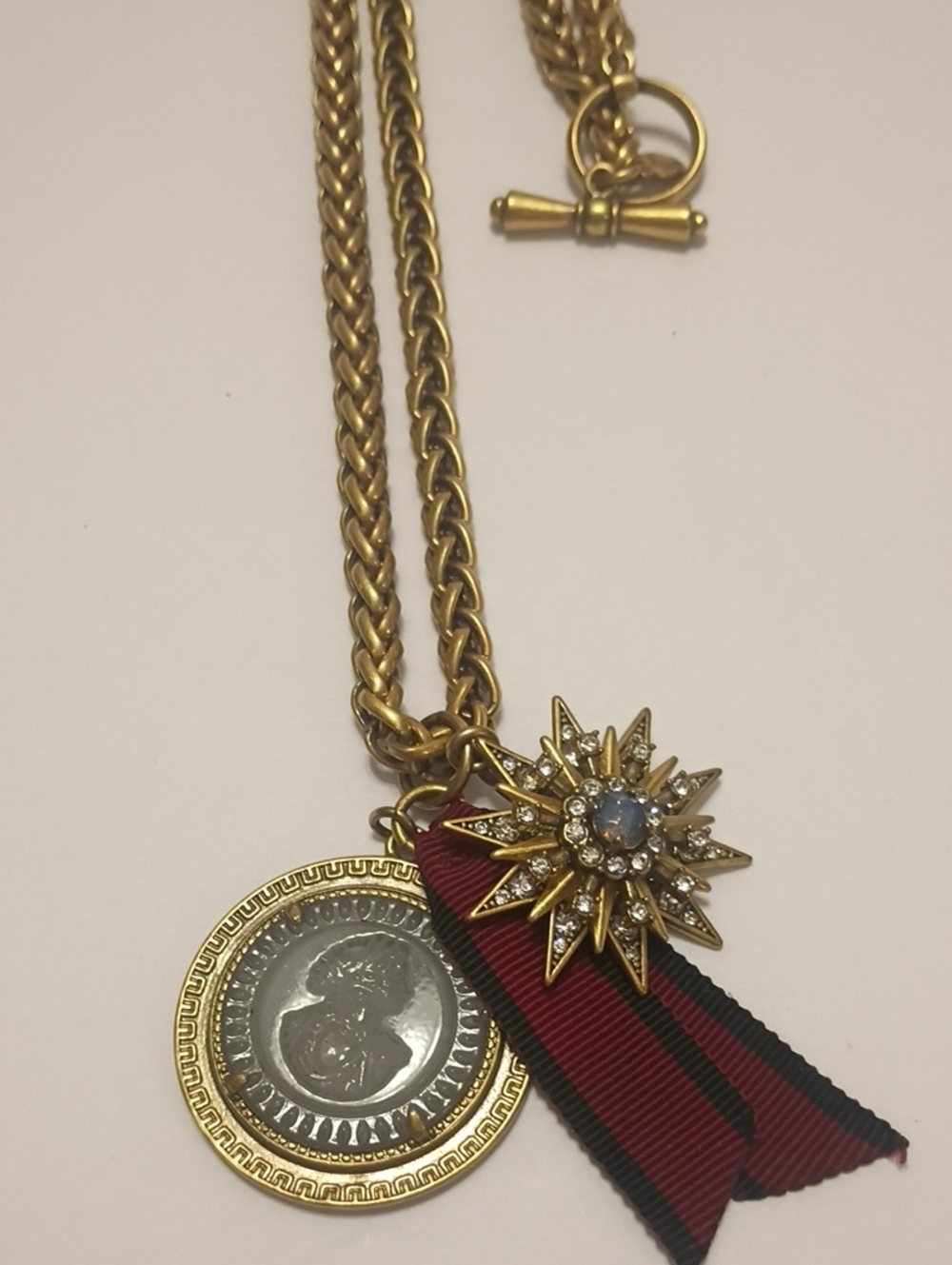 J. Crew Gold-Tone Cameo Pendant Necklace Vintage Statement